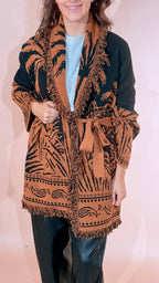 ANGELA DAVIS Chamonix cardigan con cintura LS1 RUGGINE 