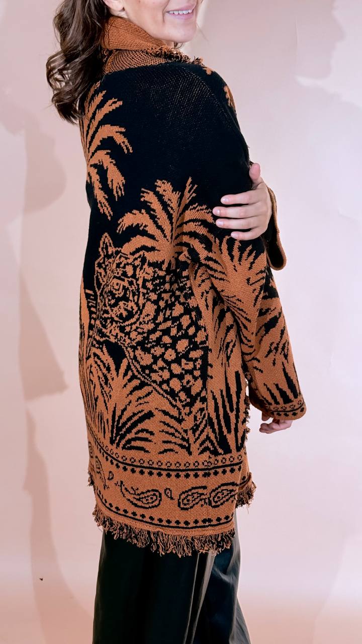 ANGELA DAVIS Chamonix cardigan con cintura LS1 RUGGINE 