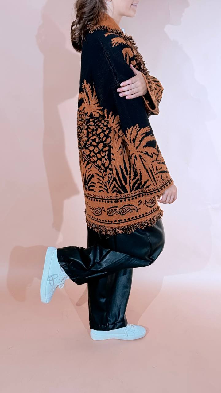 ANGELA DAVIS Chamonix cardigan con cintura LS1 RUGGINE 