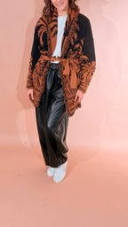 ANGELA DAVIS Chamonix cardigan con cintura LS1 RUGGINE 