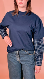ELEH "grace" tshirt manica check EFW260032 BLU 