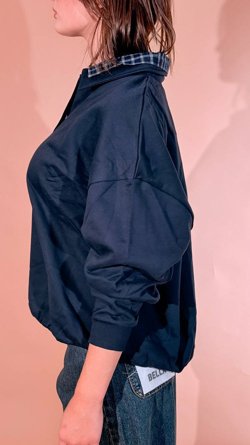 ELEH "grace" polo dettaglio check EFW260033 BLU 