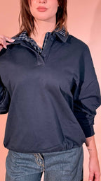 ELEH "grace" polo dettaglio check EFW260033 BLU 