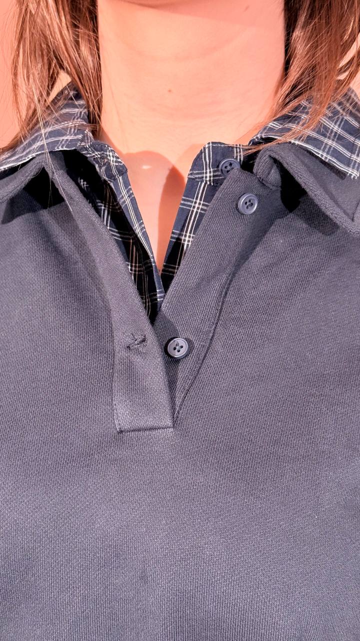 ELEH "grace" polo dettaglio check EFW260033 BLU 