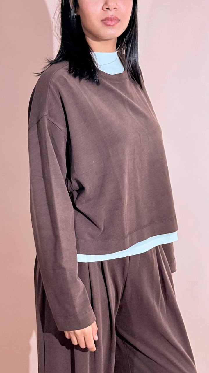 ELEH "comfy" tshirt manica lunga EFW260086 MARRONE 