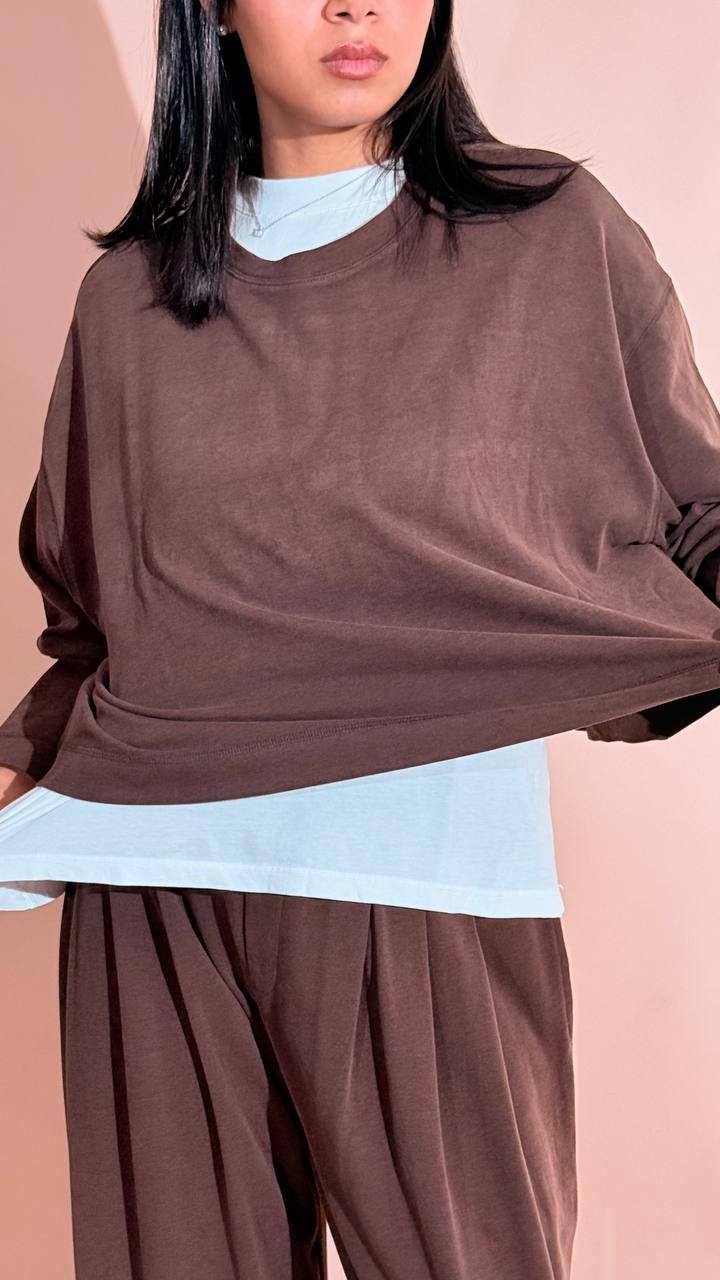 ELEH "comfy" tshirt manica lunga EFW260086 MARRONE 