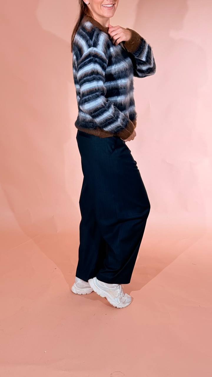 FRACOMINA pantalone carrot gessato FR26WVD011W459D4 BLU 
