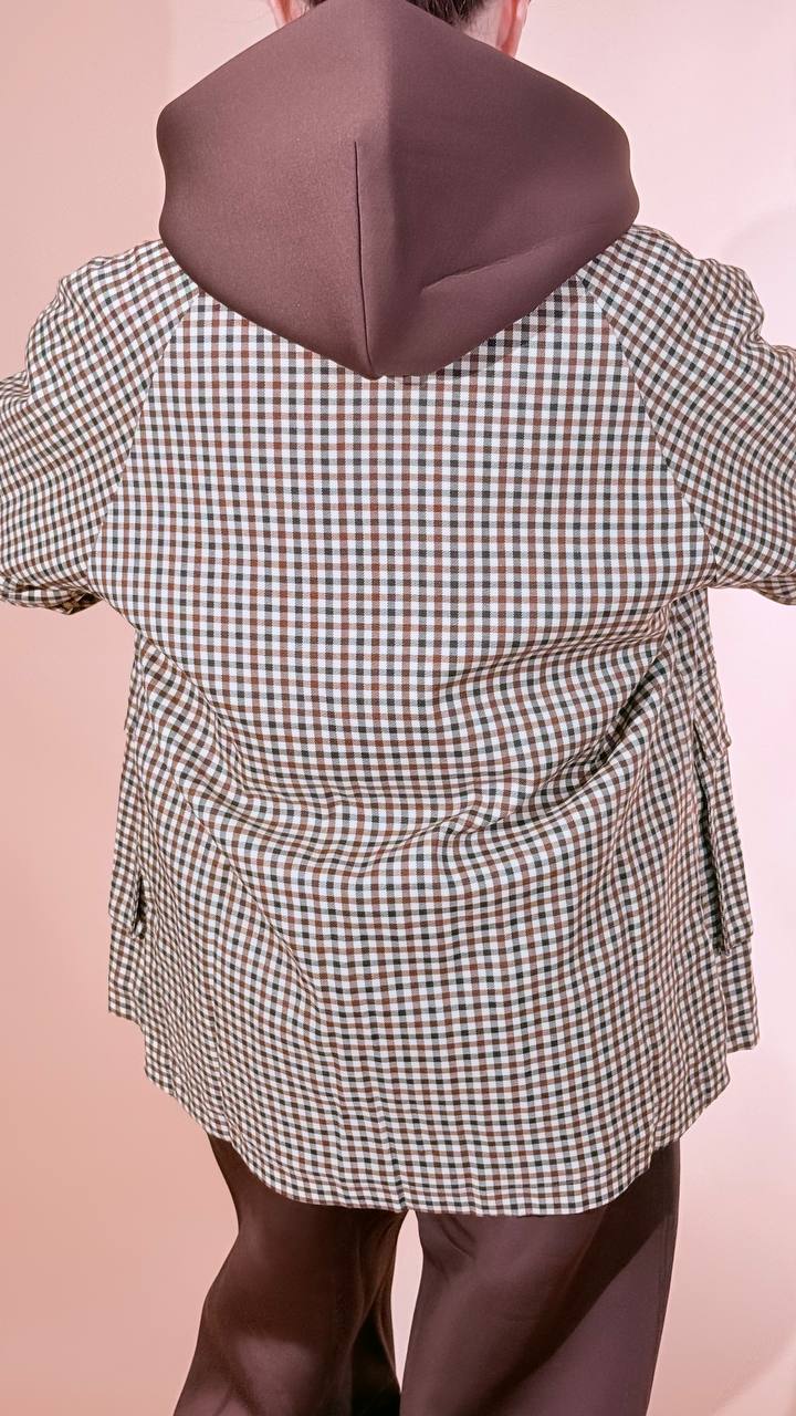 GLAMOROUS Check jacjet con collo velluto KA7700 MORO 