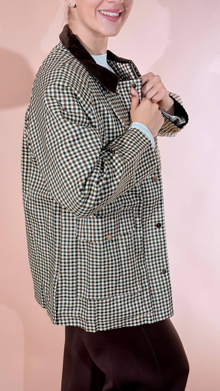GLAMOROUS Check jacjet con collo velluto KA7700 MORO 