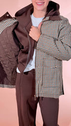 GLAMOROUS Check jacjet con collo velluto KA7700 MORO 