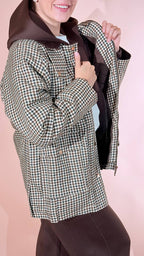 GLAMOROUS Check jacjet con collo velluto KA7700 MORO 