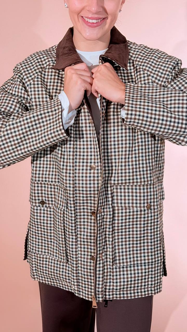 GLAMOROUS Check jacjet con collo velluto KA7700 MORO 