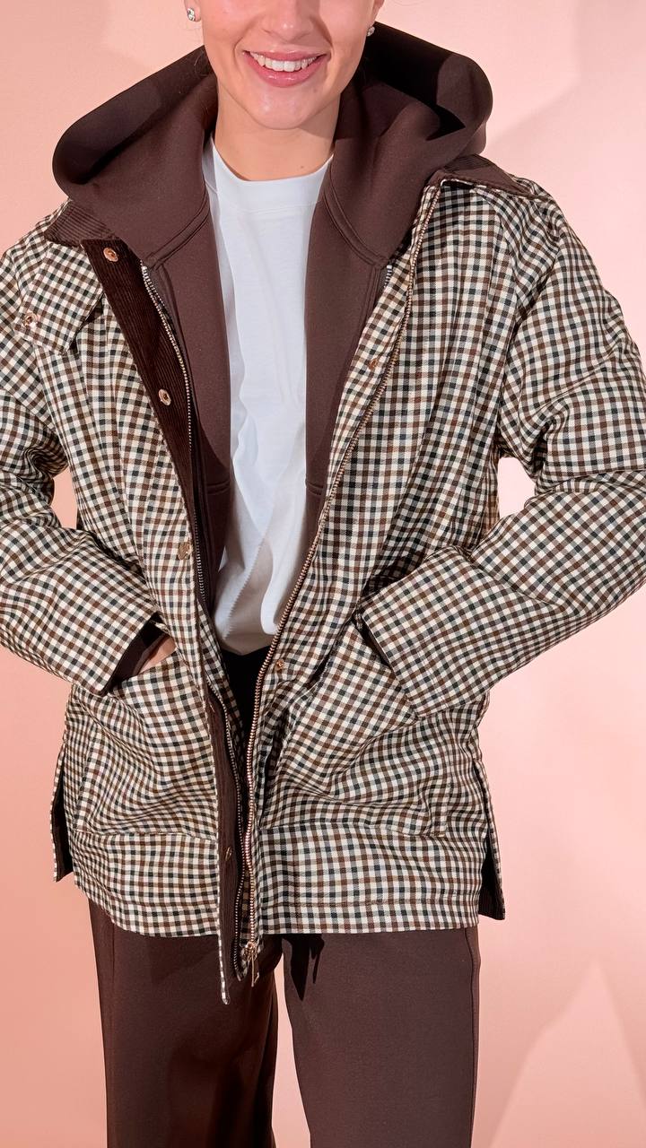 GLAMOROUS Check jacjet con collo velluto KA7700 MORO 