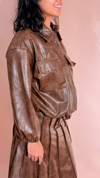 HAVE ONE Giacca cognac con coulisse KMI-R029 CUOIO 