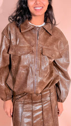 HAVE ONE Giacca cognac con coulisse KMI-R029 CUOIO 