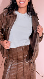 HAVE ONE Giacca cognac con coulisse KMI-R029 CUOIO 