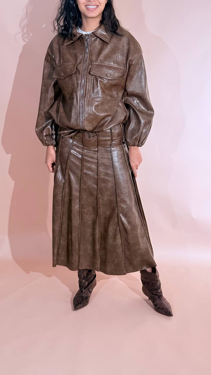 HAVE ONE Giacca cognac con coulisse KMI-R029 CUOIO 