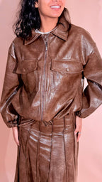 HAVE ONE Giacca cognac con coulisse KMI-R029 CUOIO 