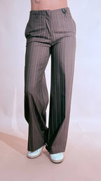 HAVE ONE Pantalone vintage gessato con taschino fianco PCB-R030 MORO 