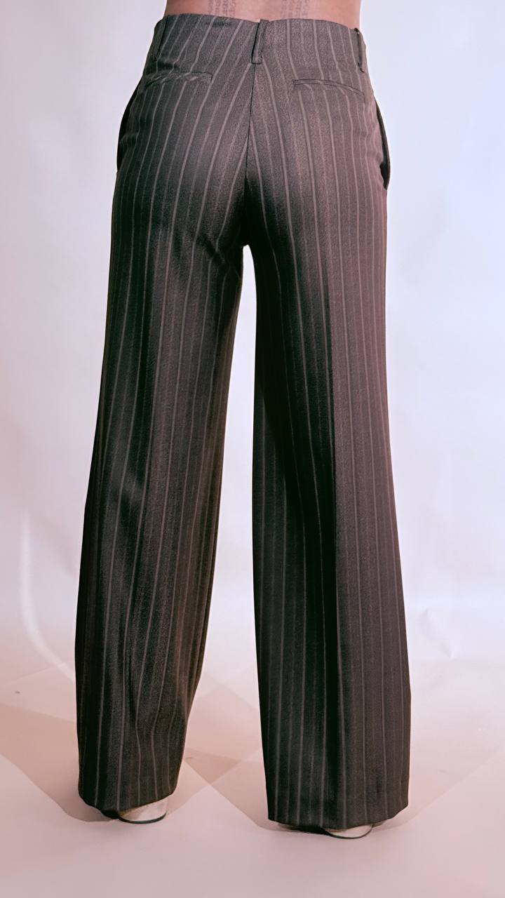 HAVE ONE Pantalone vintage gessato con taschino fianco PCB-R030 MORO 