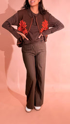 HAVE ONE Pantalone vintage gessato con taschino fianco PCB-R030 MORO 