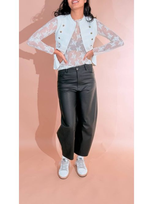 HAVE ONE Pantalone lollipop ecopelle nera PVE-R042 NERO 