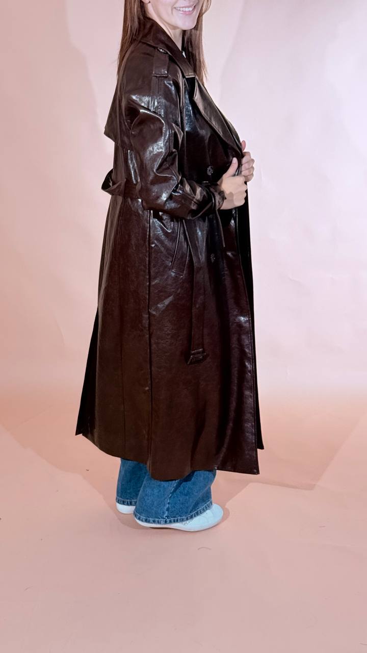 HINNOMINATE Hot chocolate trench in pelle HMABW02980 MORO 