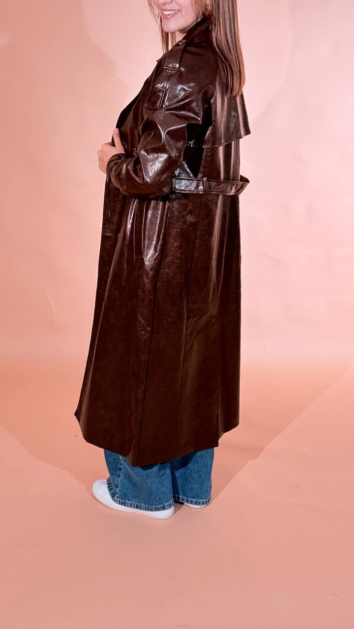 HINNOMINATE Hot chocolate trench in pelle HMABW02980 MORO 