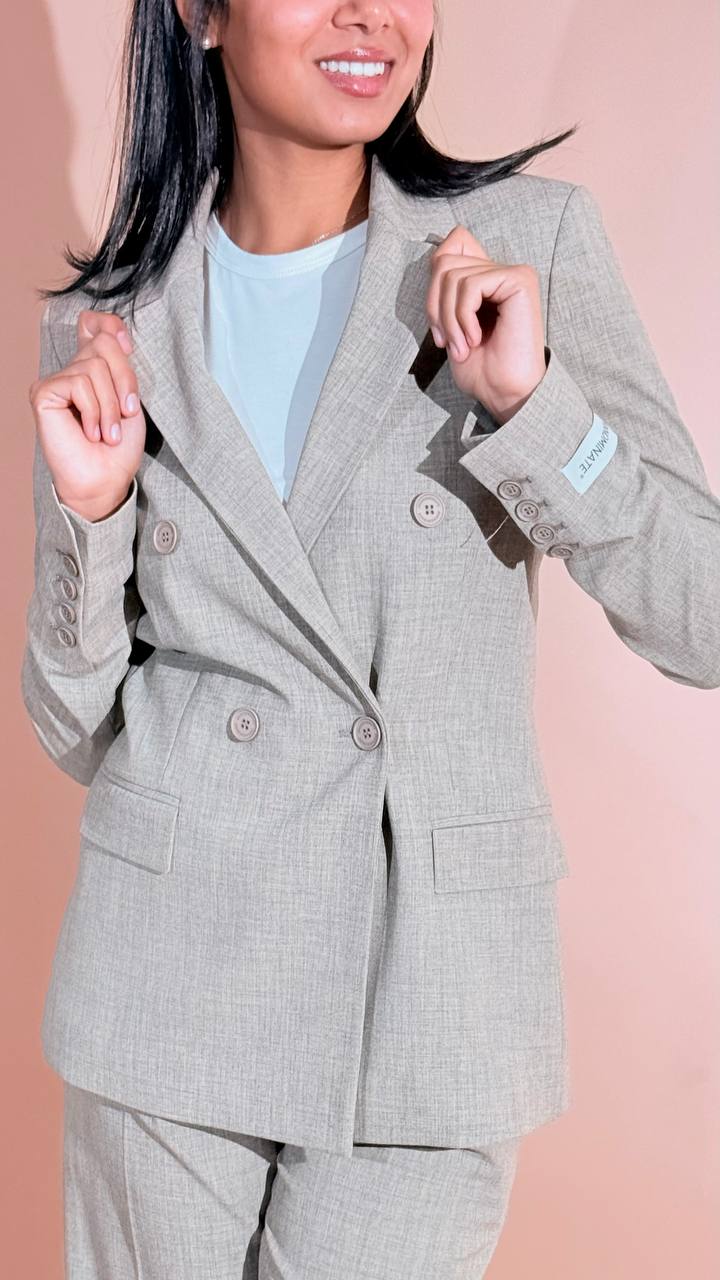 HINNOMINATE "trama" blazer doppiopetto in poliviscosa HMABW03206 BEIGE 