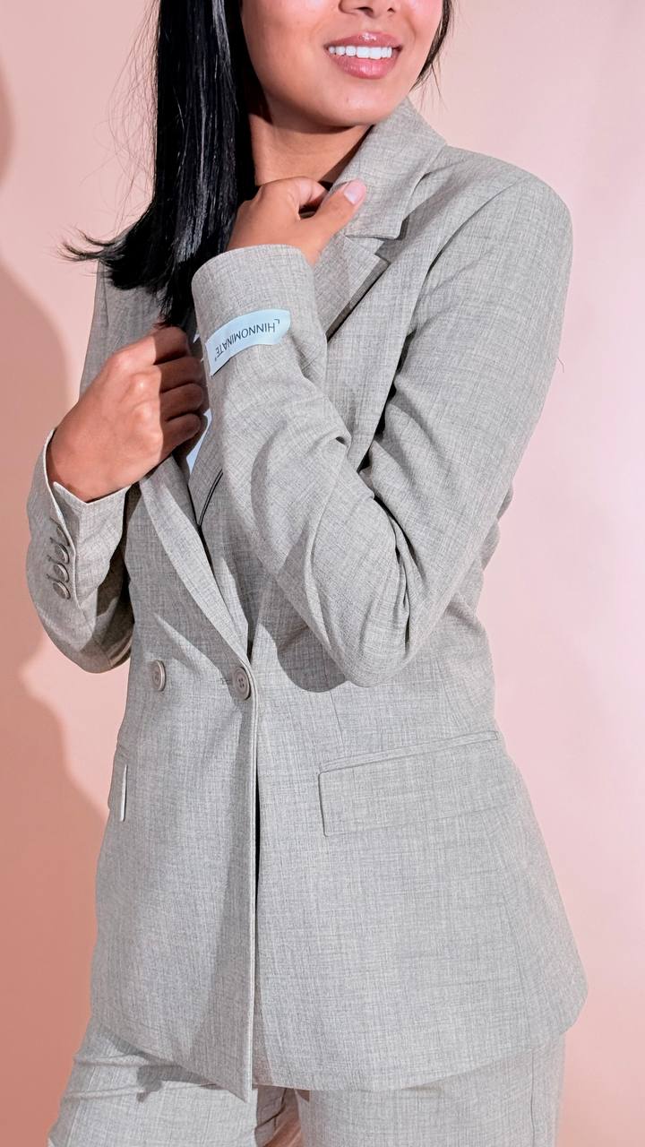 HINNOMINATE "trama" blazer doppiopetto in poliviscosa HMABW03206 BEIGE 
