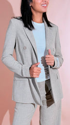 HINNOMINATE "trama" blazer doppiopetto in poliviscosa HMABW03206 BEIGE 