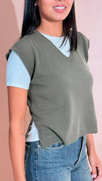 KONTATTO "ginevra" gilet scollo v 3M1709C KHAKI 