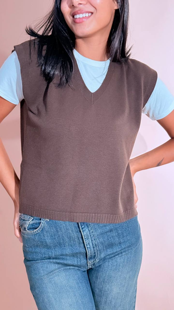 KONTATTO "ginevra" gilet scollo v 3M1709C MOKA 