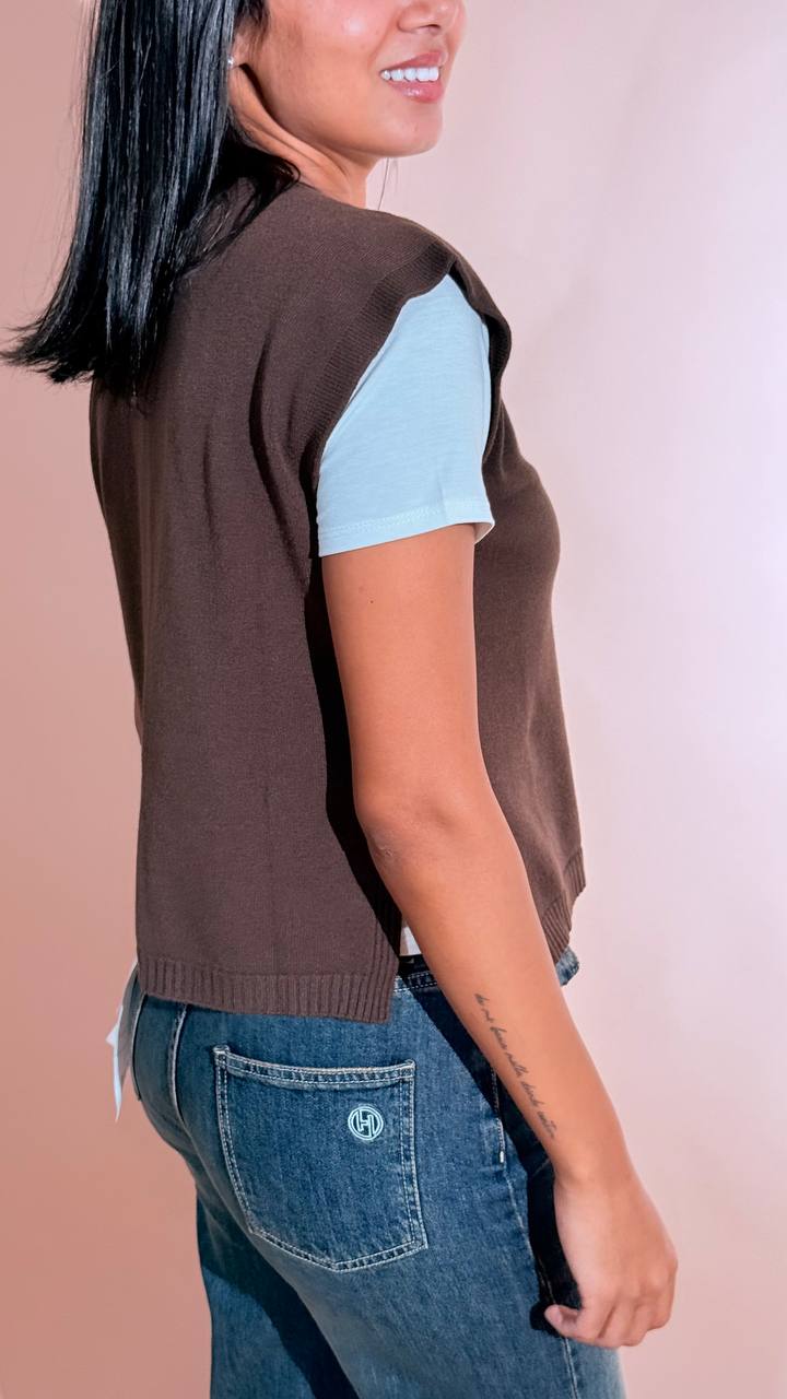 KONTATTO "ginevra" gilet scollo v 3M1709C MOKA 