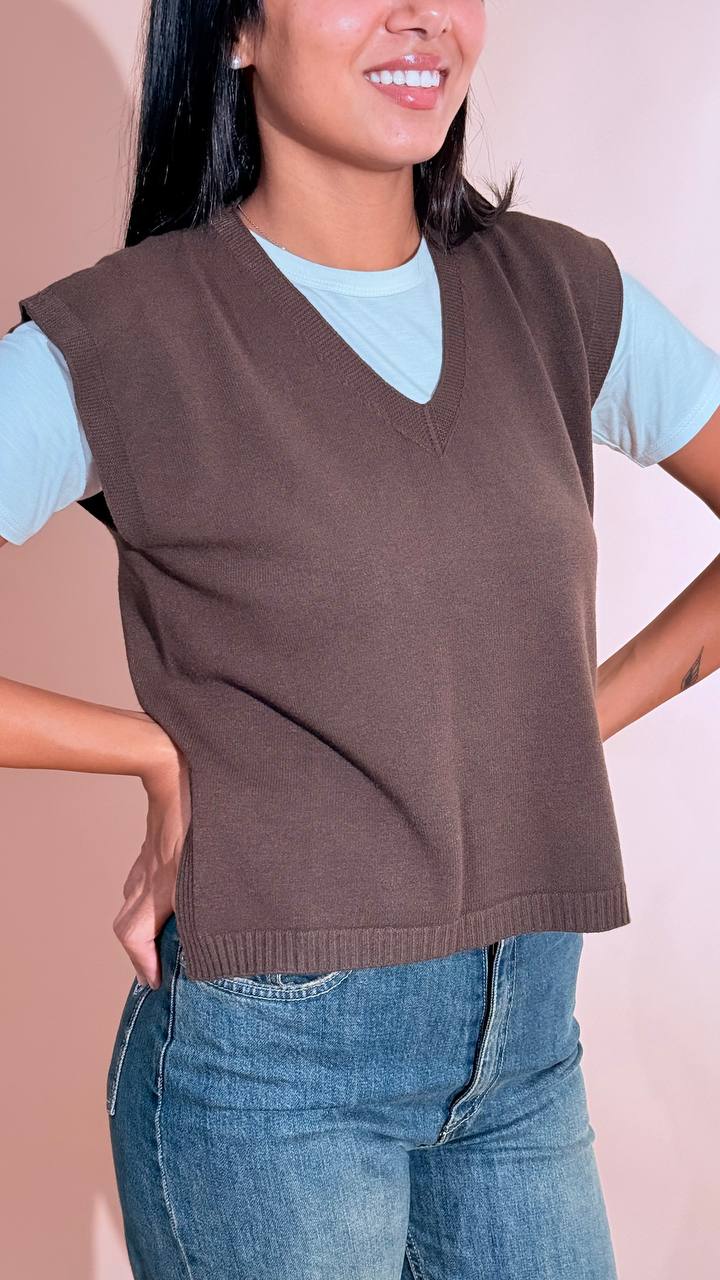 KONTATTO "ginevra" gilet scollo v 3M1709C MOKA 