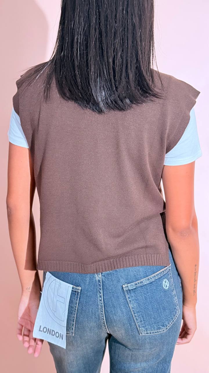 KONTATTO "ginevra" gilet scollo v 3M1709C MOKA 