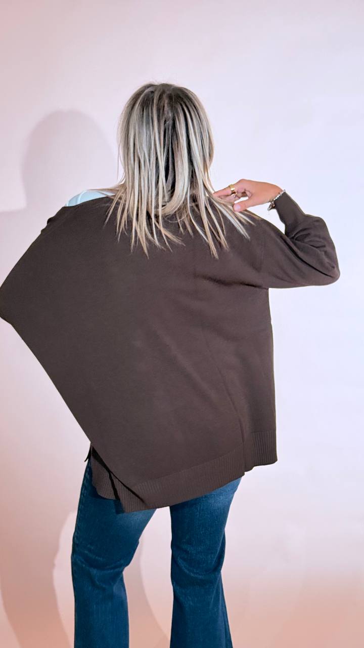 KONTATTO "Adele" cardigan over bottoni 3M1716C MOKA 