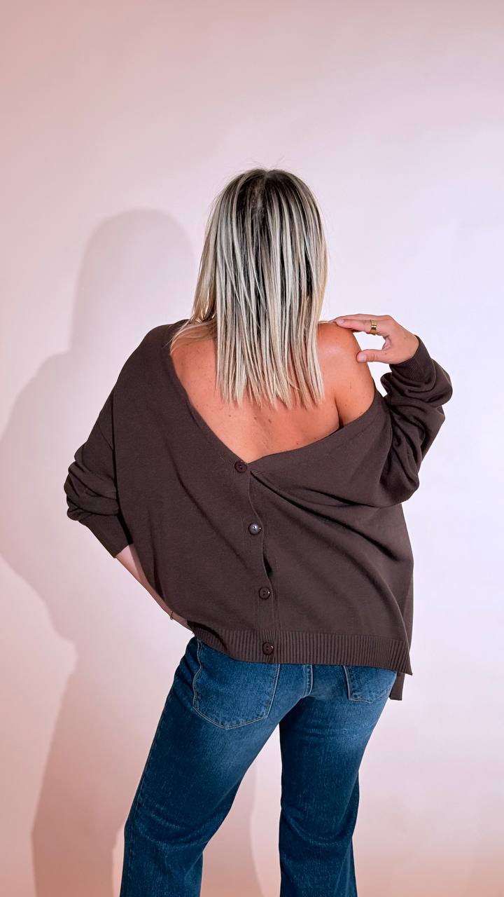 KONTATTO "Adele" cardigan over bottoni 3M1716C MOKA 