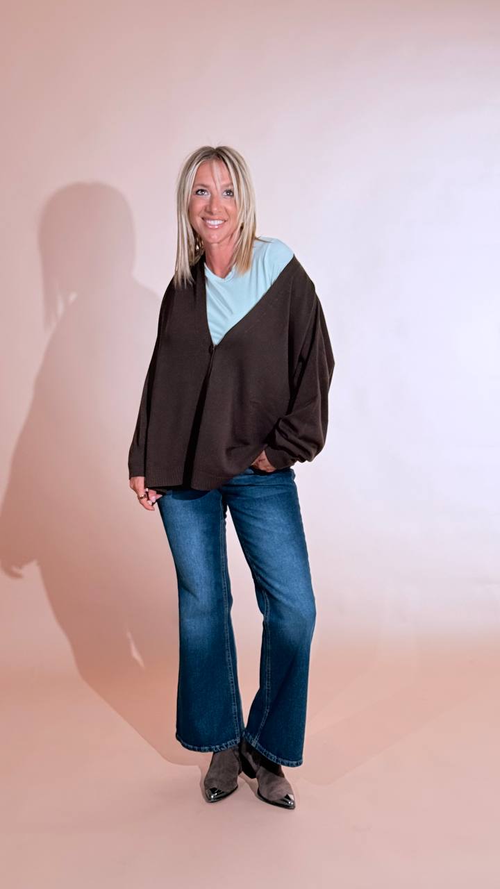 KONTATTO "Adele" cardigan over bottoni 3M1716C MOKA 