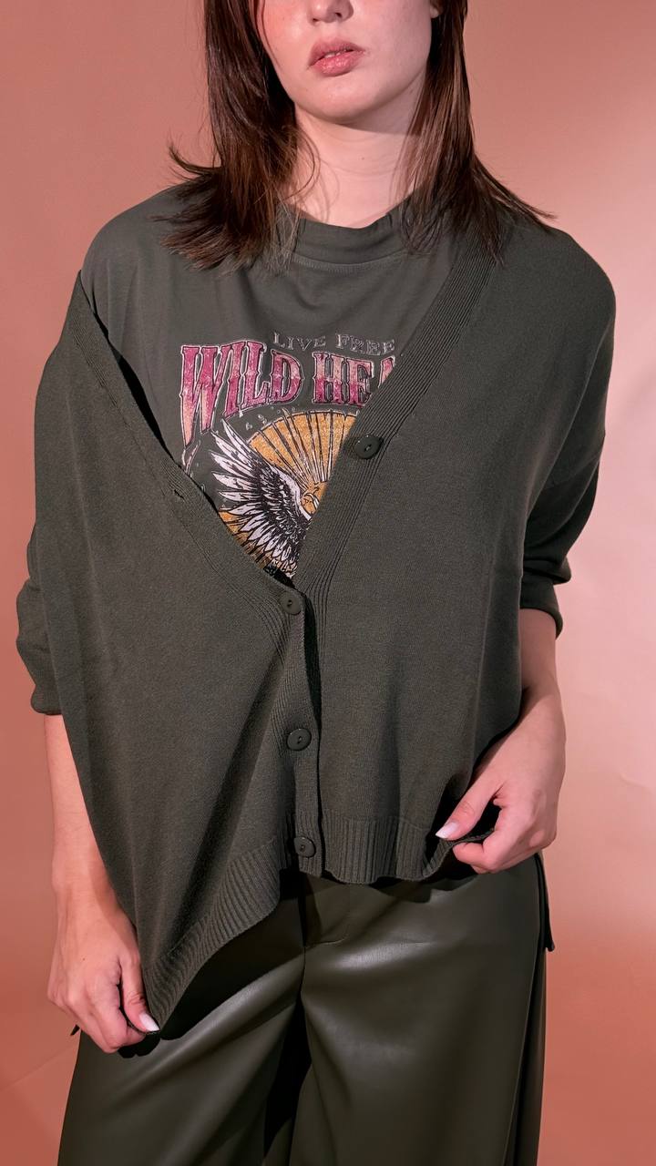 KONTATTO Botton cardigan 3M1716CN VERDE 