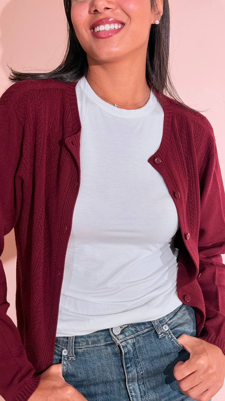 KONTATTO "Amelie" cardigan traforato modello koreana 3M1734C MARSALA 
