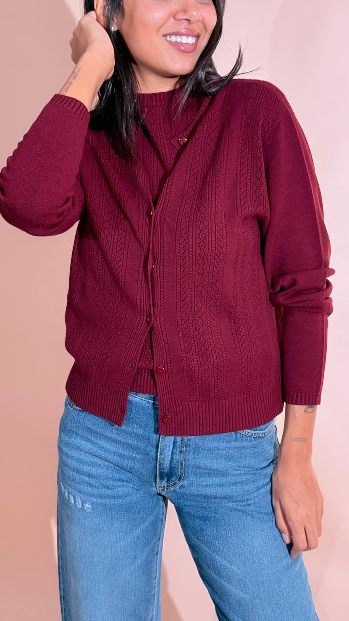 KONTATTO "Amelie" cardigan traforato modello koreana 3M1734C MARSALA 