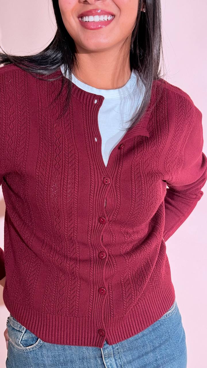 KONTATTO "Amelie" cardigan traforato modello koreana 3M1734C MARSALA 