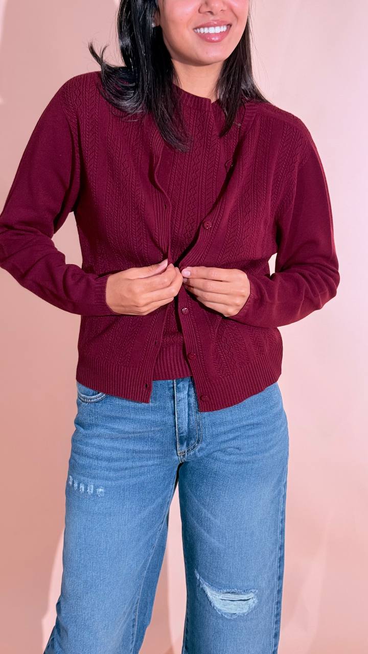 KONTATTO "Amelie" cardigan traforato modello koreana 3M1734C MARSALA 