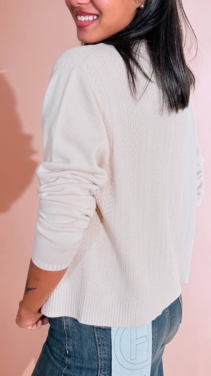KONTATTO "Amelie" cardigan traforato modello koreana 3M1734C TALCO 