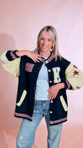 KONTATTO "College" giacca in maglia<BR/> 3M1786C BLU 