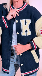 KONTATTO "College" giacca in maglia<BR/> 3M1786C BLU 