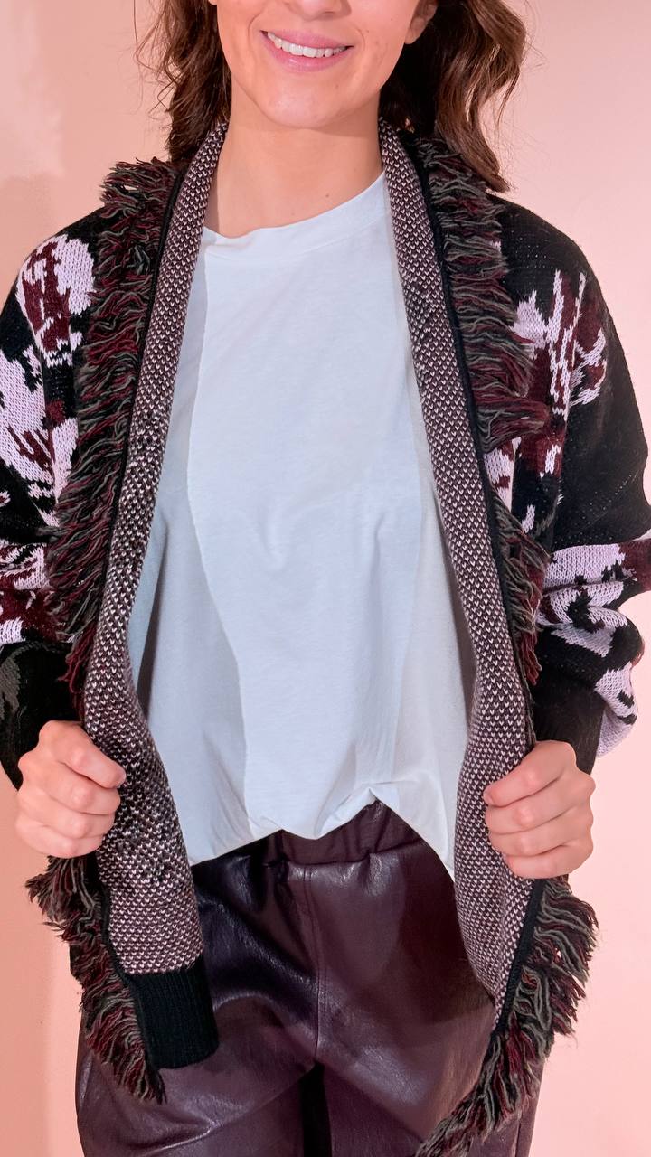 KONTATTO Cardigan rose 3M1818C NERO/ROSA 