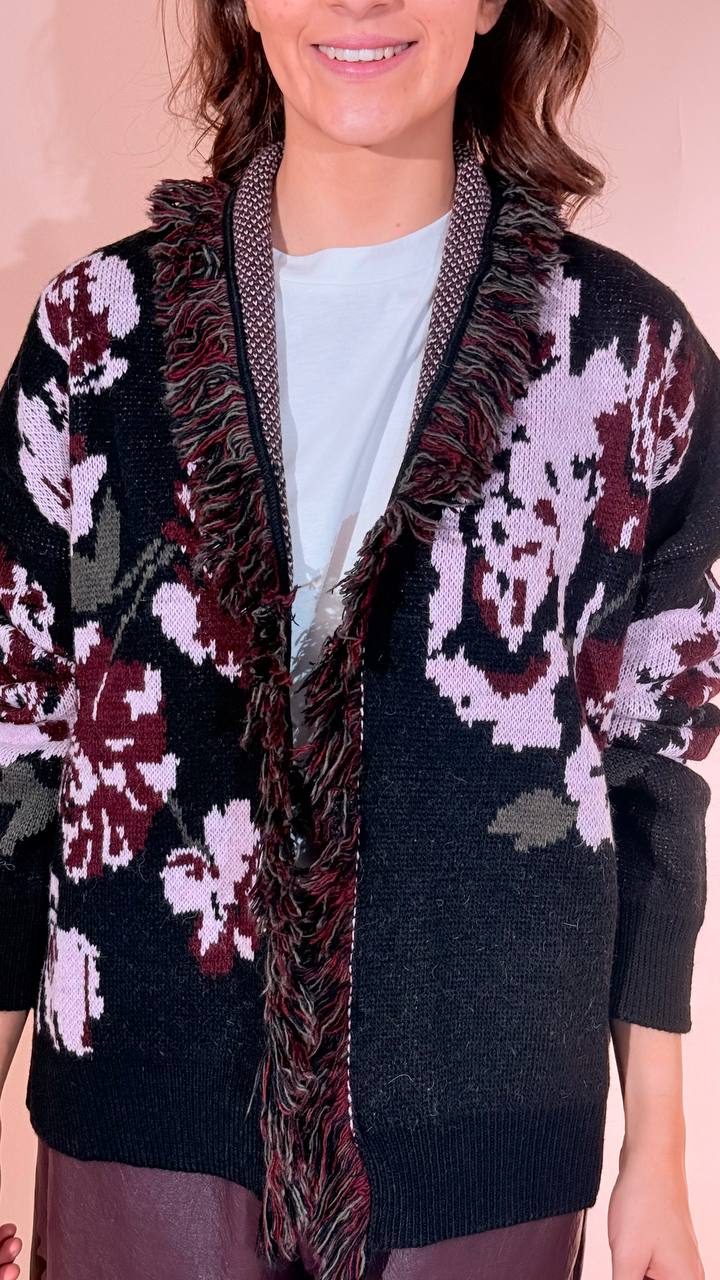 KONTATTO Cardigan rose 3M1818C NERO/ROSA 