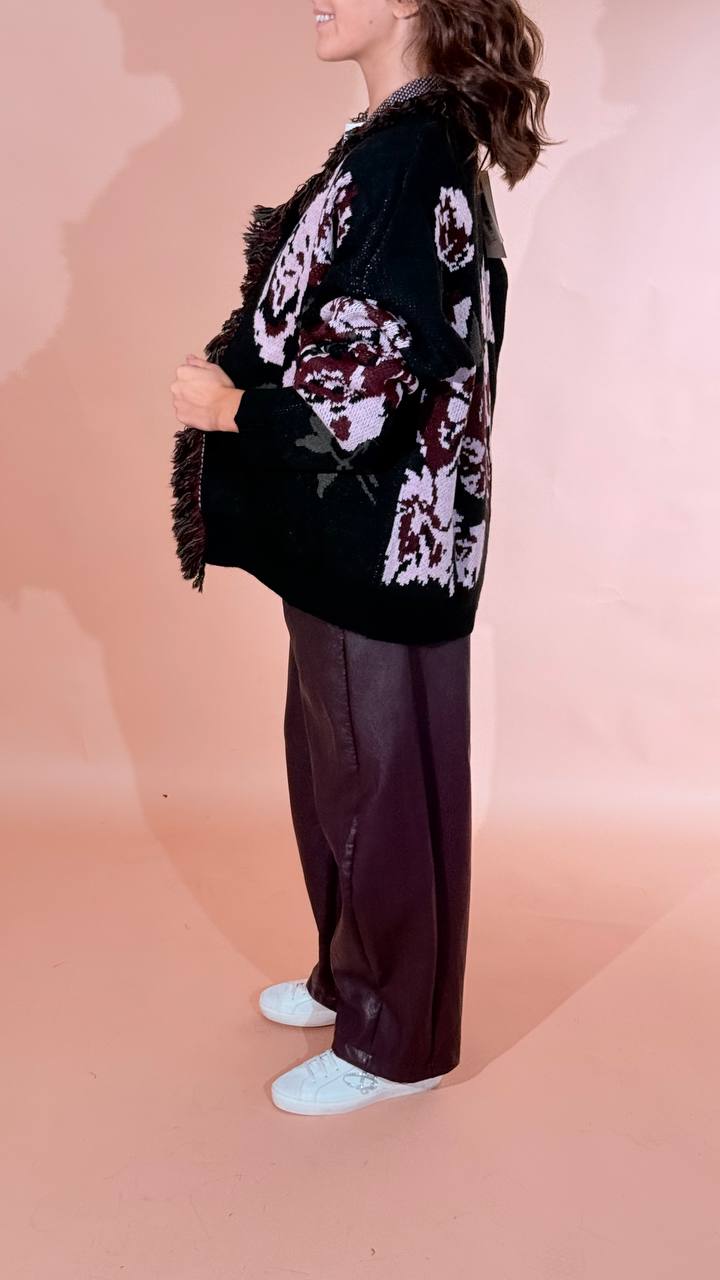 KONTATTO Cardigan rose 3M1818C NERO/ROSA 